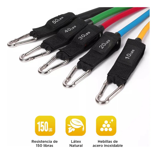 Bandas Elásticas De Resistencia Ejercicios 150 Lb Negro 7