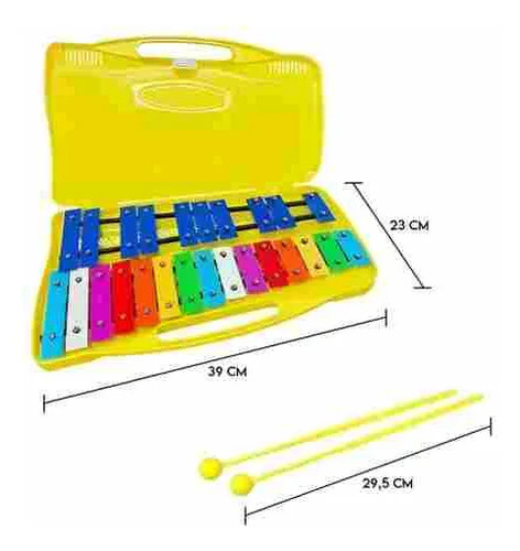 Metalofono Cromatico 25 Notas Xilofono Infantil Escolar Color Amarillo 3