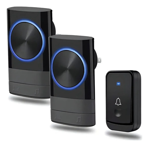 Timbre Inalámbrico Para Puerta Con 2 Receptores Impermeables Negro 12