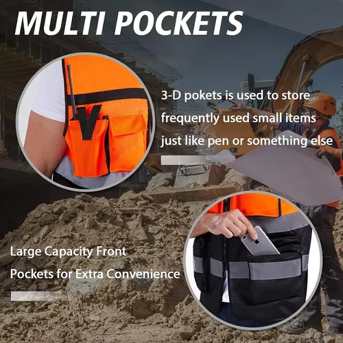 Chaleco Geólogo Ingeniero Reflectante Bolsillos Premium Naranja Y Negro Xl175 Xl 5