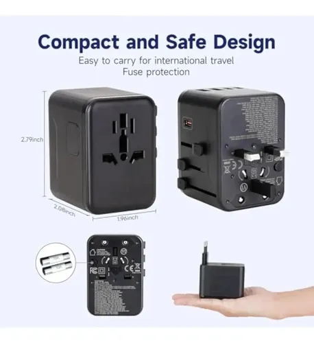 Enchufe Adaptador Viaje Universal En Uno 4 In 1 Gan 35w 12
