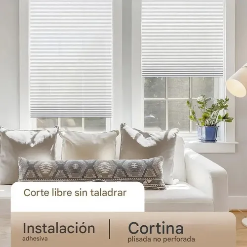 Cortina Autoadhesiva Sin Taladro, Bloqueo Luz 90x240 Blanco 4