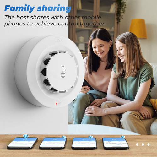 Detector Humo Sensor Wifi Tuya App Bluetooth Alarma Incendio Blanco 18