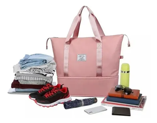 Bolsa Gran Capacidad Para Viajes Hombres Y Mujeres, Deportes Color Azul Lisa 11