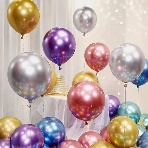 Globos Metalizdos Cromados(50 Unidades)(33cm) Color Globo De Látex Dorado 15