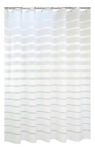 Cortina De Baño Yu Forro Rayada Blancas 180x180cm Con Ganchos Peva Blanco Rayas 14