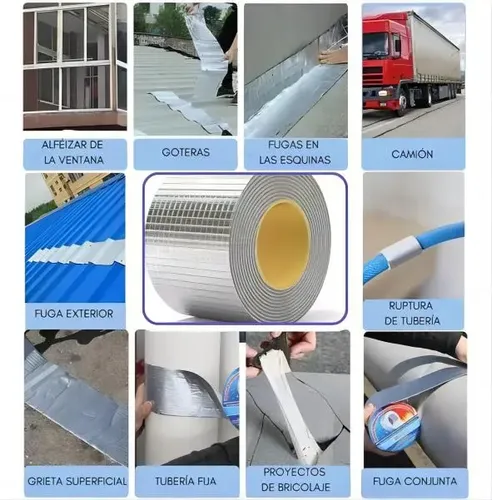 Cinta Sellador Butilo Techo Gotera Impermeable 100mm X 10m Plata 8