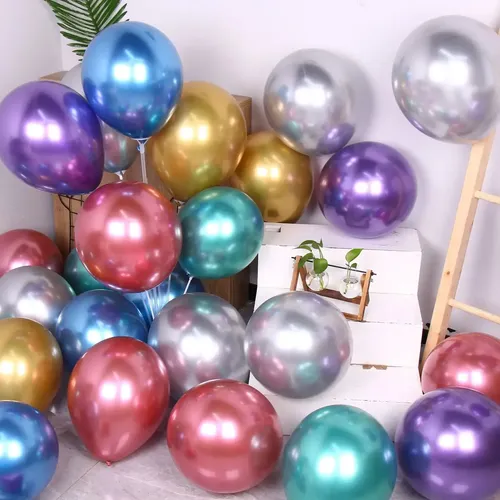 Globos Metalizdos Cromados(50 Unidades)(33cm) Color Globo De Látex Dorado 8