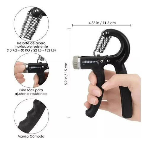 Hand Grip Set Pinza Resistencia Hand Grip Ejercicio Muñeca Negro 3