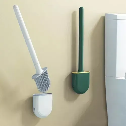 Escobilla De Baño Cepillo Punta Flexible Silicona Gris 14
