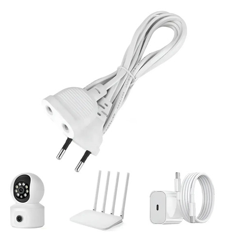 Extensión Electrica 5 Metros 200w Para Cámara,led,adaptador Blanco 7