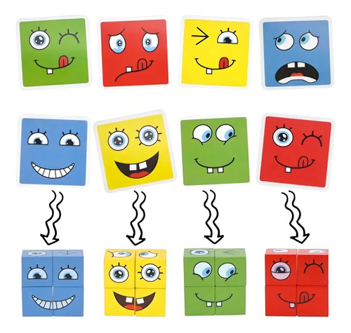 Juego De Puzzle Cubos Didáctico Expresiones Y Emociones 14