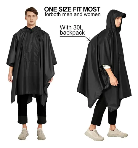 Poncho Impermeable Sin Olor Suave Capa Impermeable 210*140cm Negro 210*140cm 4