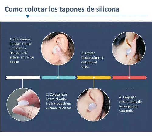 Tapones Para Los Oídos - 6 Silicona Hipoalergénica Moldeable 16