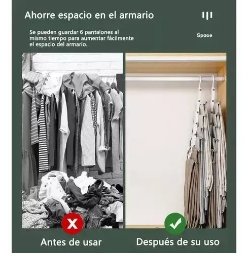 Colgador Percha Mágico Plegable Pantalon 6 En 1 Metalvenzhop 15