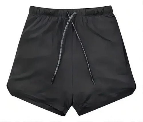 Short Gimnasio Licra Bolsillo Poliester Hombre Negro Y Rojo 5