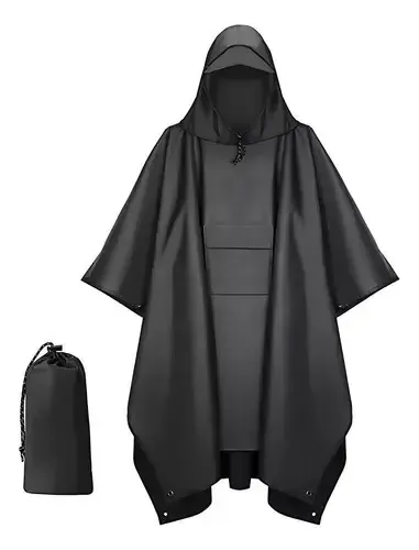 Poncho Impermeable Sin Olor Suave Capa Impermeable 210*140cm Negro 210*140cm 18