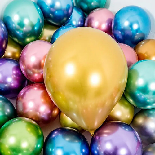 Globos Metalizdos Cromados(50 Unidades)(33cm) Color Globo De Látex Dorado 2