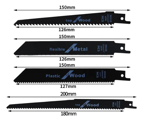 Set 4 Hojas Para Sierra Sable 9'' 225mm Madera Universal 8