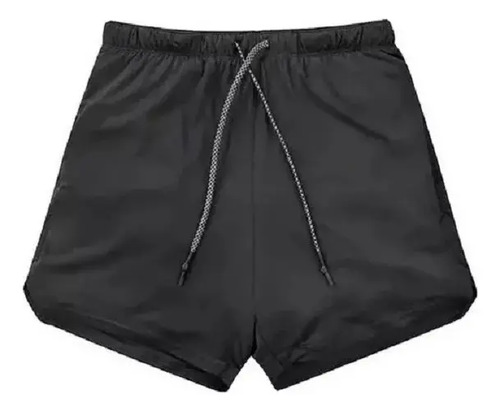 Short Gimnasio Licra Bolsillo Poliester Hombre Negro Y Rojo 13