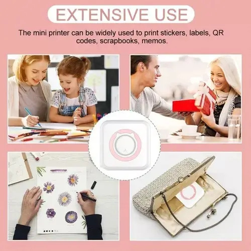 Mini Impresora Térmica Portátil Bluetooth Accesorios 13 Roll Rosa 9