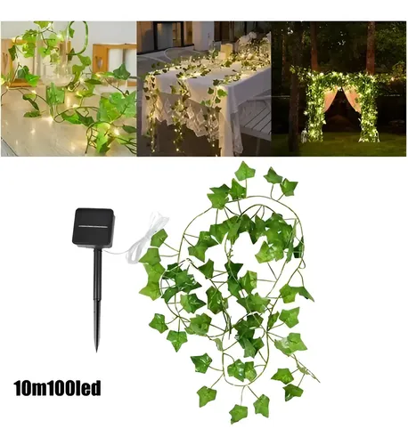Luces Guirnalda Solar 100 Led Calidas 10 M De Artificiales Verde Oscuro 20