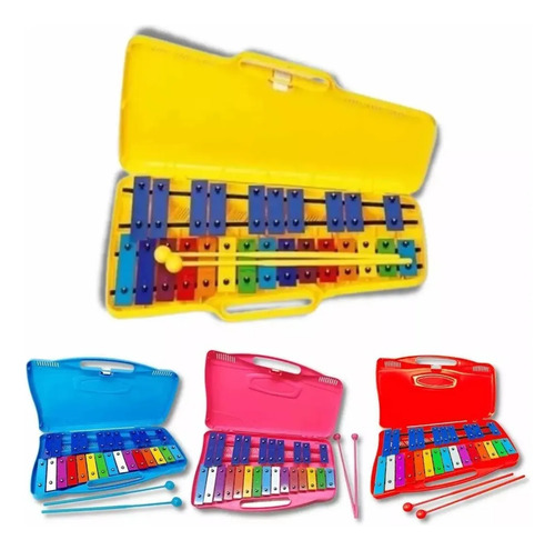 Metalofono Cromatico 25 Notas Xilofono Infantil Escolar Color Amarillo 7