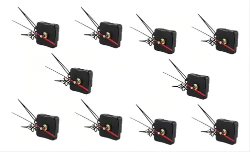 Set 10 Mecanismos Módulos De Reloj Murales Negro