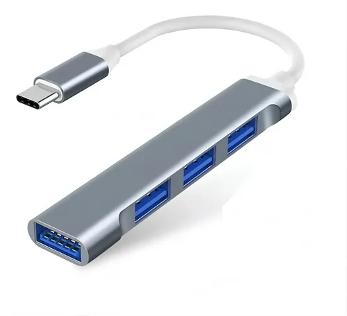 Adaptador Extension Hub Type Tipo C A 4 Puertos Usb3.0 5gbsp Plateado 6