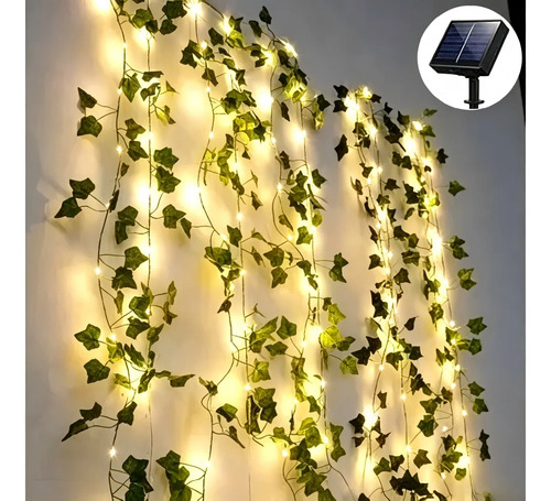 Luces Guirnalda Solar 100 Led Calidas 10 M De Artificiales Verde Oscuro