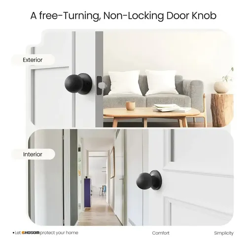 Pomo Chapa Cerradura Dormitorio / Baño Negro Negro 2