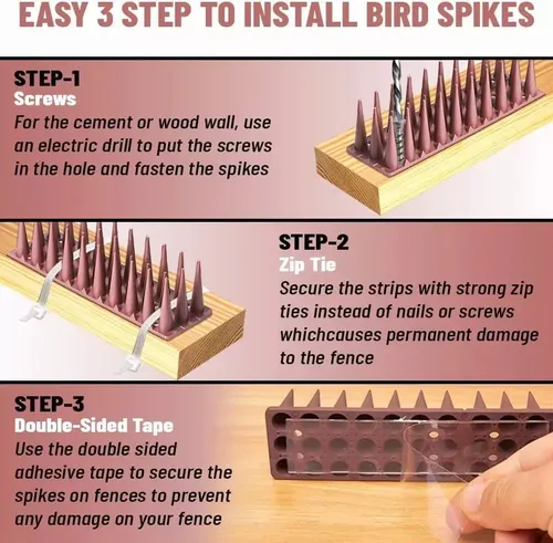 Pack 12 Púas Repelente Palomas Anti Aves Pajaros Ahuyentador 13