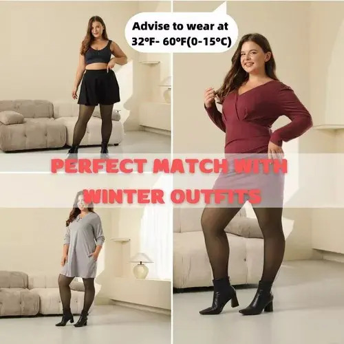 Calza Efecto Piel Panty Con Chiporro Invierno Con Pie Negro Liso Xl 9