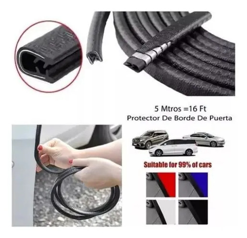 Molduras Protector De Auto Sello Presión Y Capot 10mts Negra Negro 2