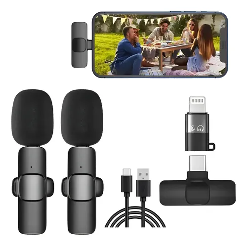 Micrófono Lavalier Inalámbrico Para Ios iPhone iPad Y Usb-c Negro 10