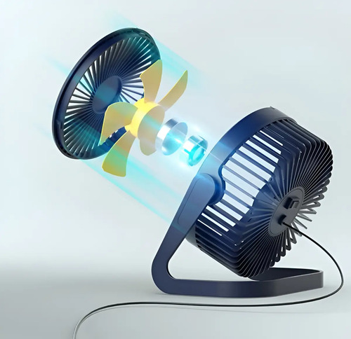 Ventilador Escritorio Usb Mini Fan Ajustable Silencioso 14 Cm Negro Plata 4 5