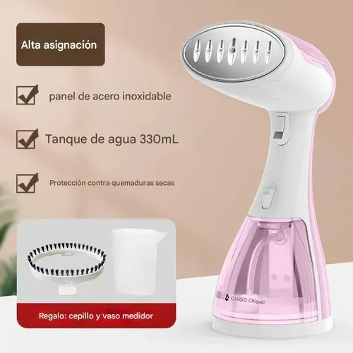 Plancha A Vapor Vertical Vaporizador Ropa Portatil Rosa Claro 12