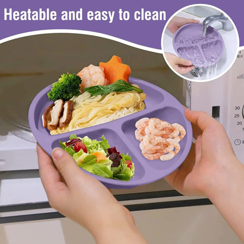 Juego De Alimentación De Silicona Antideslizante Bebes 13pz Morado Oscuro Lisa 5