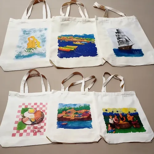 Bolsa Algodon Biodegradable Reusable 10 Unidads 35x40cm Blanco Mochila 3