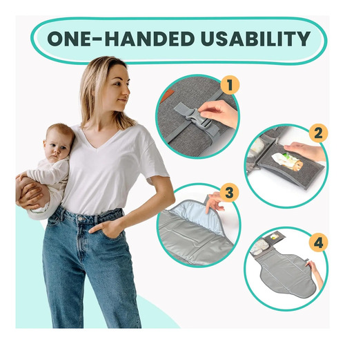 Mudador Portátil Impermeable Bebé Cambiador Plegable Gris Oscuro Color Sólido 10