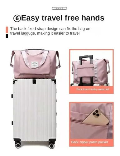 Bolsa Gran Capacidad Para Viajes Hombres Y Mujeres, Deportes Color Negro Lisa 18