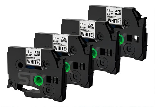 Pack 4 Cintas Tze-231 Alternativa Brother 12mmx8mts Blanca Negro 14