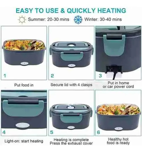 Lonchera Eléctrica Aluminio Portátil Calentar Comida 220v80w Verde Oscuro 4