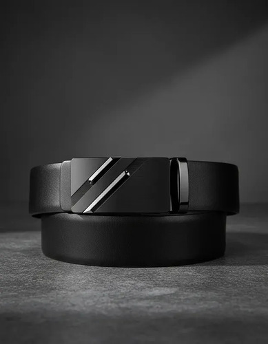 Cinturón Hombre Cuero De Vacuno Con Hebilla Automática 130cm Negro 130 12