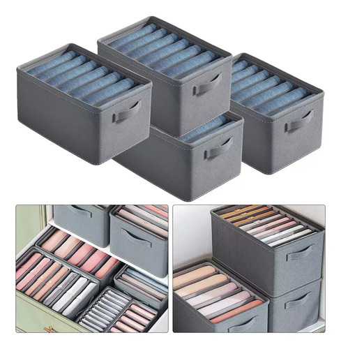 5pzs Organizador De Ropa De Armario Para Jeans Con Gris Gris