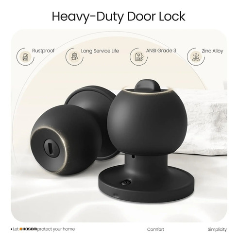Pomo Chapa Cerradura Dormitorio / Baño Negro Negro 11