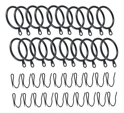Pack 16 Unidades Argolla Para Barra Cortina De Metal 25 Mm Negro 14