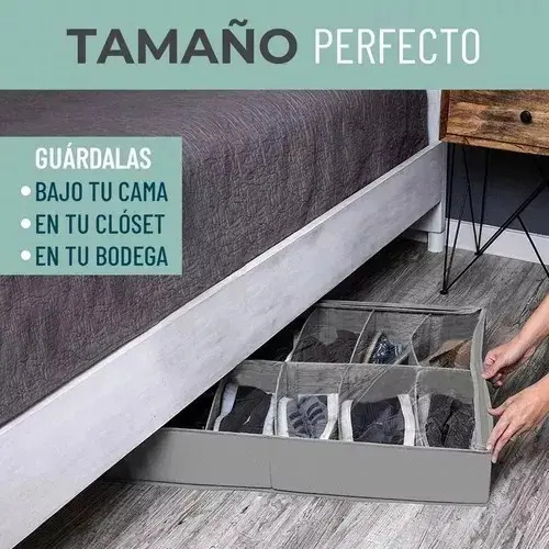 Organizador Zapatos Bajo Cama Almacenamiento Zapatero Set X1 Gris 9