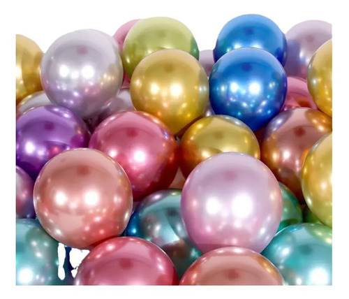 Globos Metalizdos Cromados(50 Unidades)(33cm) Color Globo De Látex Dorado 11