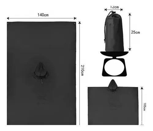 Poncho Impermeable Sin Olor Suave Capa Impermeable 210*140cm Negro 210*140cm 2
